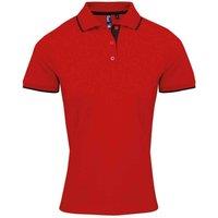Premier Women's Coolchecker Contrast Pique Polo Shirt in Red | Size: 2XL