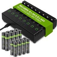 Venom Rechargeable Battery Charging Dock plus 8 x AA 2100mAh & 8 x AAAmAh Batteries in Black | Size: 17 Pack