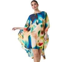Ariella Women's Abstract Print Chiffon Draped Tunic Dress in Beige | Size: 8