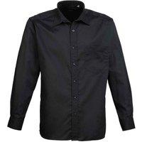 Premier Men's Poplin Long-Sleeved Shirt in Black | Size: 17.5 in