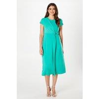 Wallis Women's Jersey Wrap Buckle Midi Dress in Turquoise | Size: 16