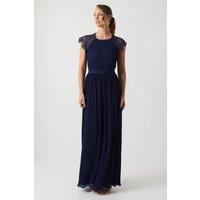 Oasis Women's Delicate Lace Bodice Maxi Bridesmaid Dress in Navy | Size: 10