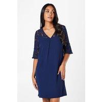 Wallis Women's Petite Lace Ruffle Sleeve Shift Dress in Navy | Size: 10