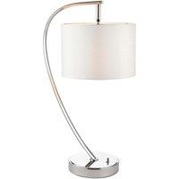 Netlighting Josephine 1 Light Table Lamp Bright Nickel Vintage White Faux Silk E14 in Grey