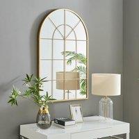 FurnitureboxUK Zeus Large 120cm x 80cm Art Deco Gold Window Floor or Wall Hallway Bedroom Dining & Living Room Mirror | Size: 120 cm x 80 cm