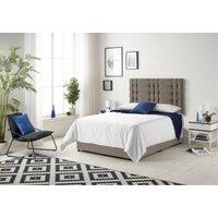 Somnior Bliss Sprung Memory Foam 2 Drawer Divan Bed Set with Upholstered Headboard Tweed Fabric in Brown | Size: Single