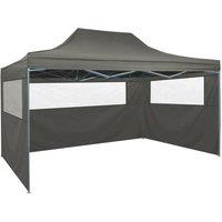 Professional Folding Party Tent with 3 Sidewalls 3x4 m Steel Anthracite