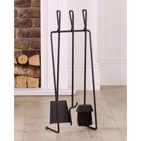 Dibor Contemporary Black Freestanding Fireplace Set with 3 Tools Fireside Companion Set