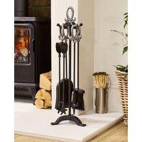 Dibor Traditional 5pc Fireside Freestanding Silver Companion Set