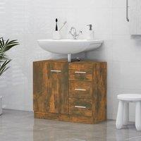 Berkfield Home Sink Cabinet Smoked Oak 63x30x54 cm Engineered Wood in Brown | Size: 63 x 30 x 54 cm