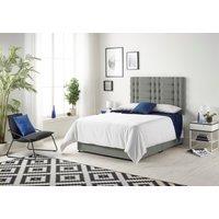Somnior Bliss Sprung Memory Foam 2 Drawer Divan Bed Set with Upholstered Headboard Linen Fabric in Silver | Size: Small Single