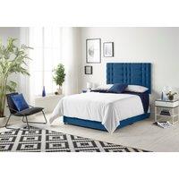 Somnior Bliss Sprung Memory Foam 2 Drawer Divan Bed with Upholstered Headboard Plush Velvet in Navy | Size: Small Single