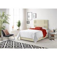 Somnior Flexby Sprung Memory Foam 2 Drawer Divan Bed with Upholstered Headboard Linen Fabric in Beige | Size: Single