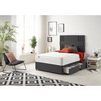 Somnior Flexby Sprung Memory Foam 2 Drawer Divan Bed with Upholstered Headboard Plush Velvet in Black | Size: Small Single