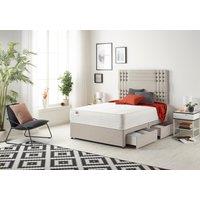 Somnior Flexby Sprung Memory Foam 2 Drawer Divan Bed with Upholstered Headboard Plush Velvet in Silver | Size: Small Double