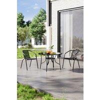 3 Piece Round Steel Outdoor Garden Dining Set