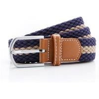 Asquith & Fox Men's Two Colour Stripe Braid Stretch Belt in Navy