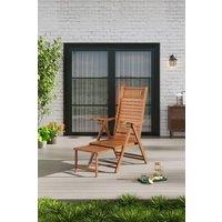 Foldable Bamboo Recliner Lounge Chair with Retractable Footrest