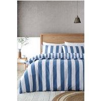 Catherine Lansfield 'Cove Stripe' Reversible Duvet Cover Set in Blue | Size: King