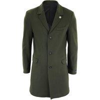 TruClothing Men's Long Wool Mix Overcoat Peaky Blinders in Olive | Size: 4XL
