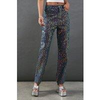 Sequin Straight Leg Denim Jeans