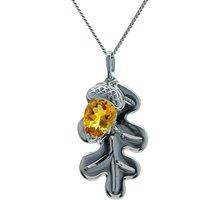 Ojewellery Women's Citrine Oak Leaf Necklace in Yellow | Size: 18 inches