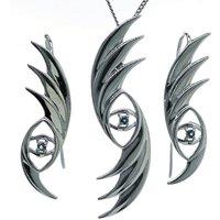 Ojewellery Women's Evil Eye London Blue Topaz Necklace Dangle Earrings Set | Size: 22 inches