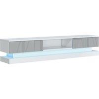 Mex Furniture LTD TV Unit with LED Lighting & Gloss Doors / 180cm in Light Grey