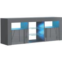 Mex Furniture LTD TV Unit with LED Lighting & Gloss Doors / 145cm in Dark Grey