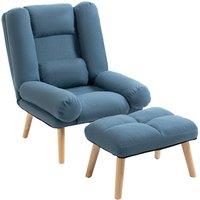 HOMCOM Occasional Recliner with Ottoman, 3-Position Adjustable Reclining in Blue