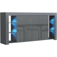 Mex Furniture LTD Sideboard with LED Lighting & Gloss Doors / 164cm in Dark Grey