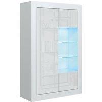 Mex Furniture LTD Display Cabinet 140cm Matt Body & Gloss Doors in White