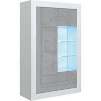Mex Furniture LTD Display Cabinet 140cm Matt Body & Gloss Doors in Light Grey