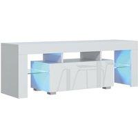 Mex Furniture LTD TV Unit with LED Lighting & Gloss Doors / 130cm in White