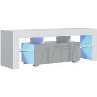 Mex Furniture LTD TV Unit with LED Lighting & Gloss Doors / 130cm in Light Grey