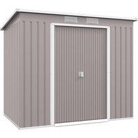 OUTSUNNY 7 x 4ft Metal Garden Storage Shed w/ Double Door Green in Grey