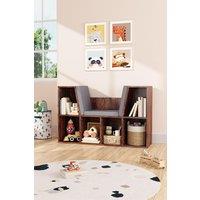 H&O Direct Cozy Children Bookcase with Reading Seat in Brown