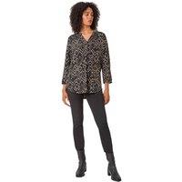 Roman Women's Abstract Print Stretch Jersey Shirt in Black | Size: 12