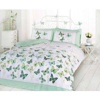 Rapport Home Butterfly Flutter Polycotton Duvet Cover With Pillowcase in Light Green | Size: King