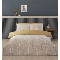 Rapport Home Arches Geometric Polycotton Duvet Cover Set With Pillowcase in Yellow | Size: Double