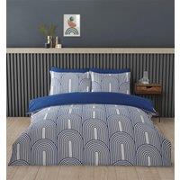 Rapport Home Arches Geometric Polycotton Duvet Cover Set With Pillowcase in Blue | Size: King