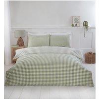 Rapport Home Gingham Polycotton Check Polycotton Duvet Cover Set With Pillowcase in Green | Size: King