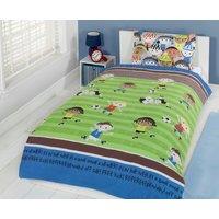 Rapport Home Football Friends Duvet Cover Set with Pillowcase in Green | Size: Double