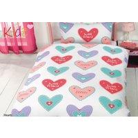 Rapport Home Hearts New Duvet Cover Set with Pillowcase in White | Size: Double