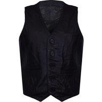 Infinity Leather Men's Tan Leather Waistcoat Formal Traditional Gilet Vest in True Black | Size: XS