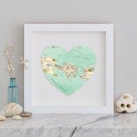 Bombus Men's Bali Map Heart Print Wall Art in Aqua