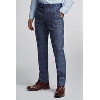 Blue windowpan Check Trousers