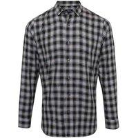 Premier Men's Mulligan Checked Cotton Long-Sleeved Shirt in Dark Grey | Size: Large