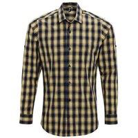 Premier Men's Mulligan Checked Cotton Long-Sleeved Shirt | Size: Small