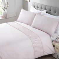 Rapport Home Pom Poms Polycotton Duvet Cover Set With Pillowcase in Dusty Pink | Size: King
